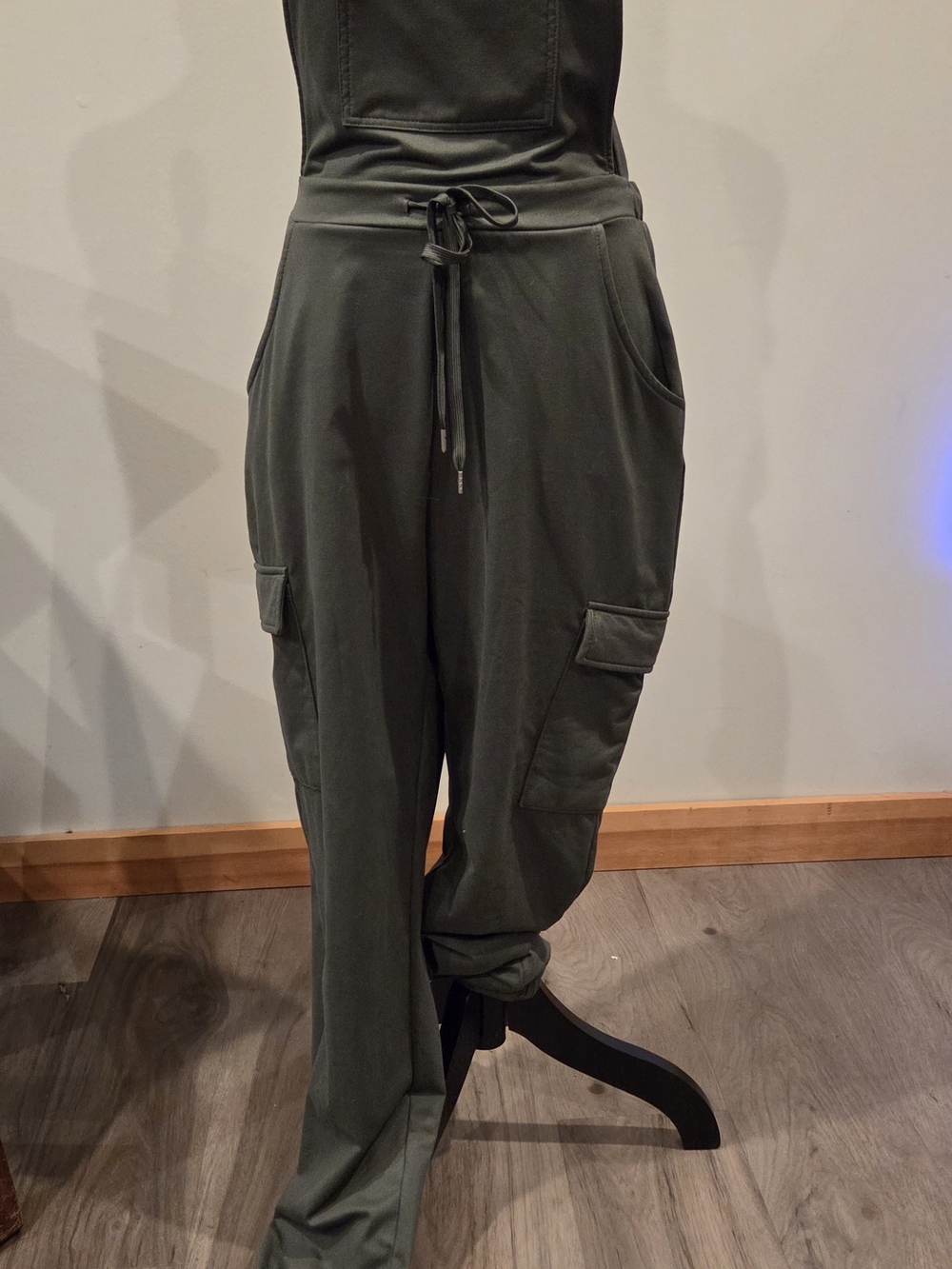 Womens Cargo Jogger One Piece Jumpsuit - Olive Green